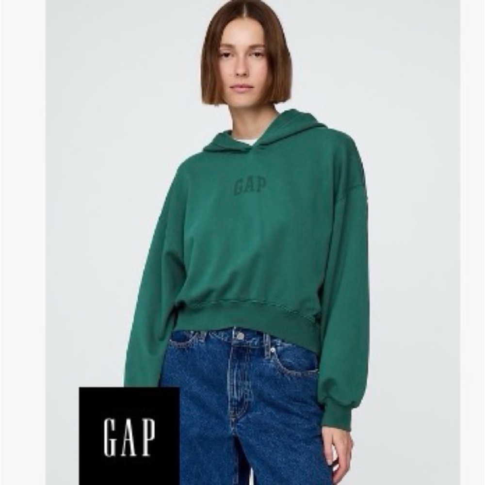 GAP VintageSoft Arch Logo Cropped Hoodie